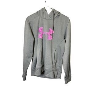 Under Armour Hoodie Sweatshirt Cold Gear Pullover Storm Gray Pink Size L